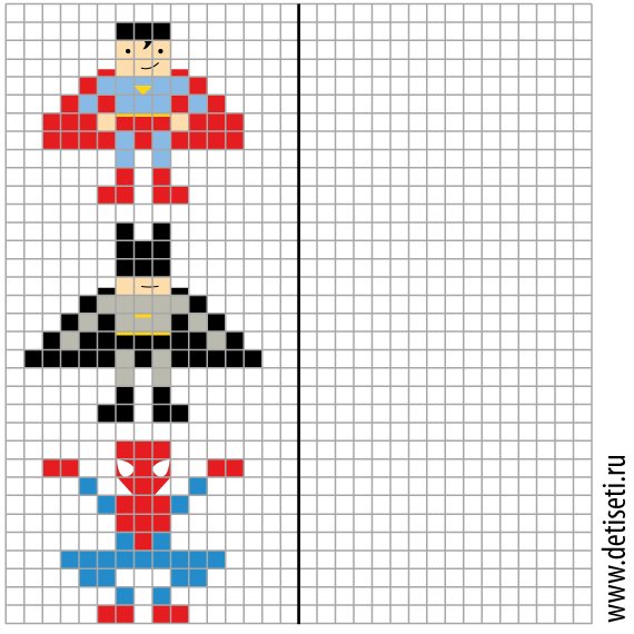 Рисунки в клетку для мальчиков маленькие