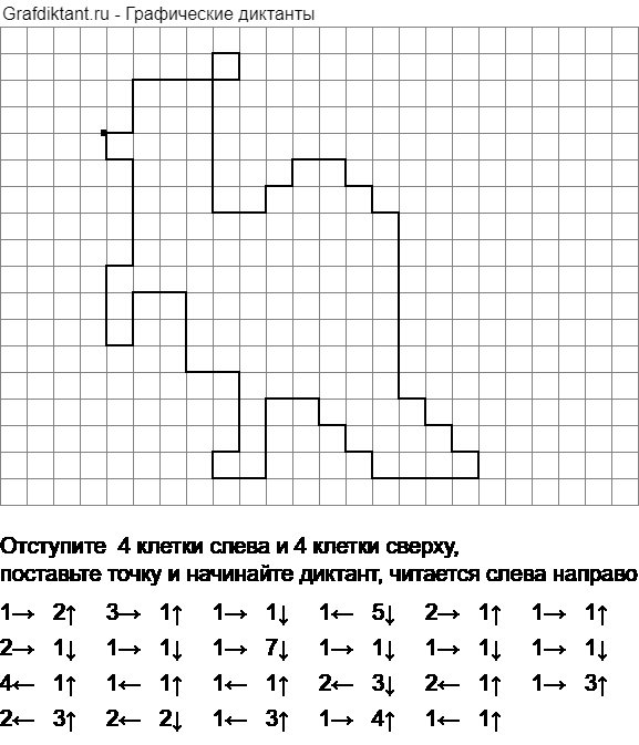 Графический диктант кенгуру по клеточкам для дошкольников