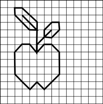 Яблоко по клеточкам для дошкольников