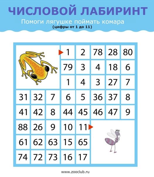 Числовой Лабиринт задание для дошкольников
