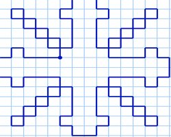 Графический диктант Снежинка по клеточкам для дошкольников