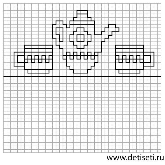 Рисование по клеточкам посуда