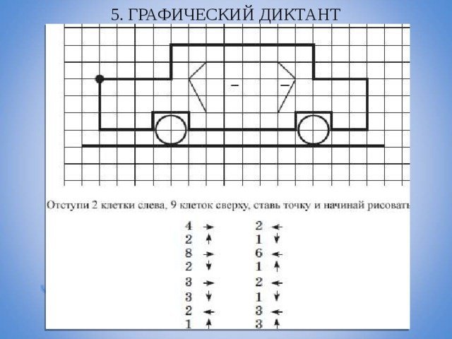 Графический диктант для дошкольников машина