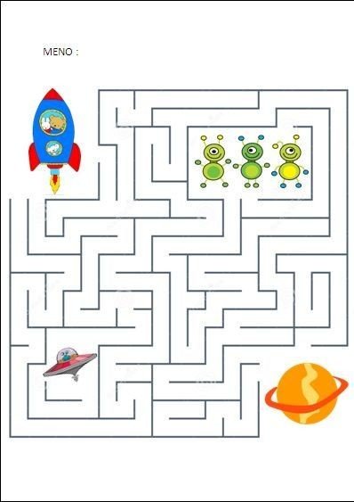 Лабиринты для детей на тему космос