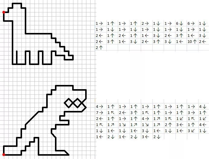 Графические диктанты по стрелочкам для детей 6-7 лет