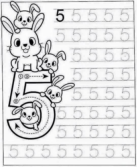 Прописи написание цифры 5 для дошкольников
