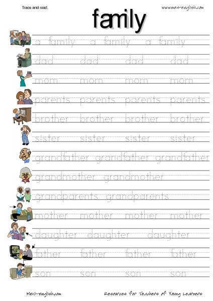 Family задания английский для детей