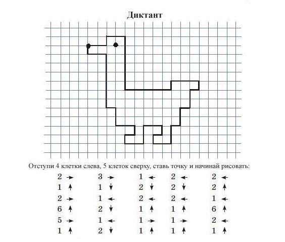 Математический диктант по клеточкам для дошкольников 6-7 птица