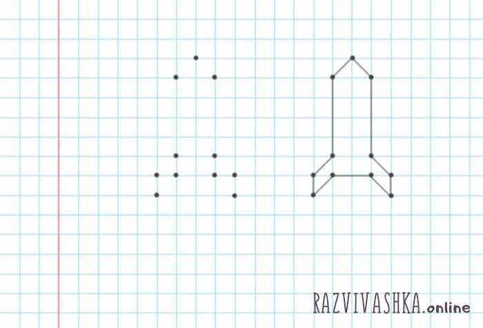 Графический диктант ракета по клеточкам для дошкольников