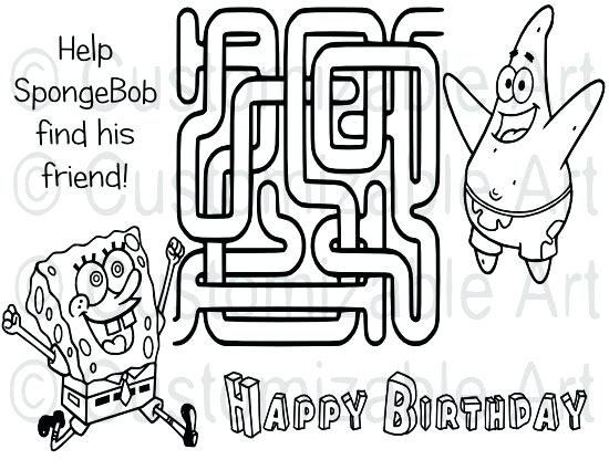 Лабиринт губка Боб раскраска