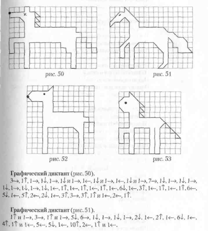 Графический диктант по клеточкам для дошкольников 6-7 лошадь