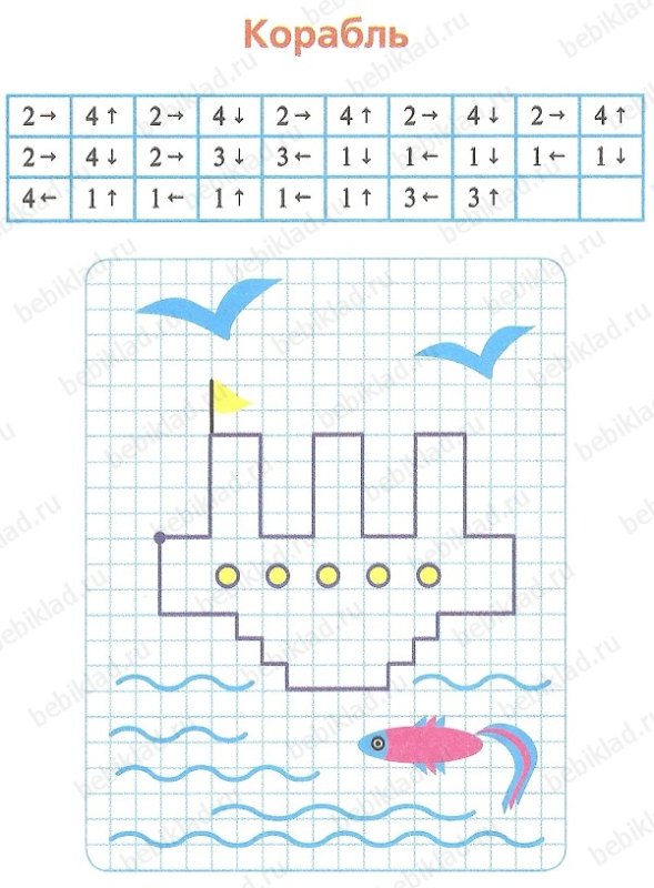 Математический диктант кораблик для дошкольников