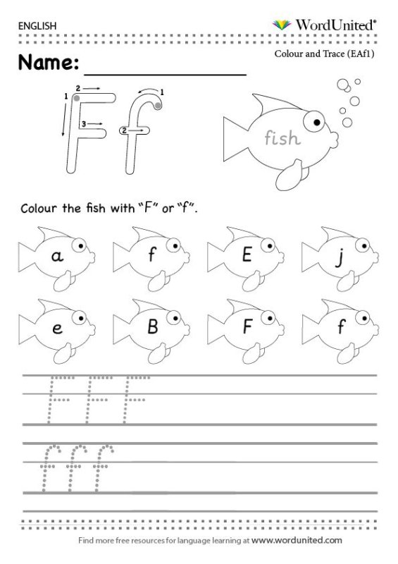 Английская буква f пропись