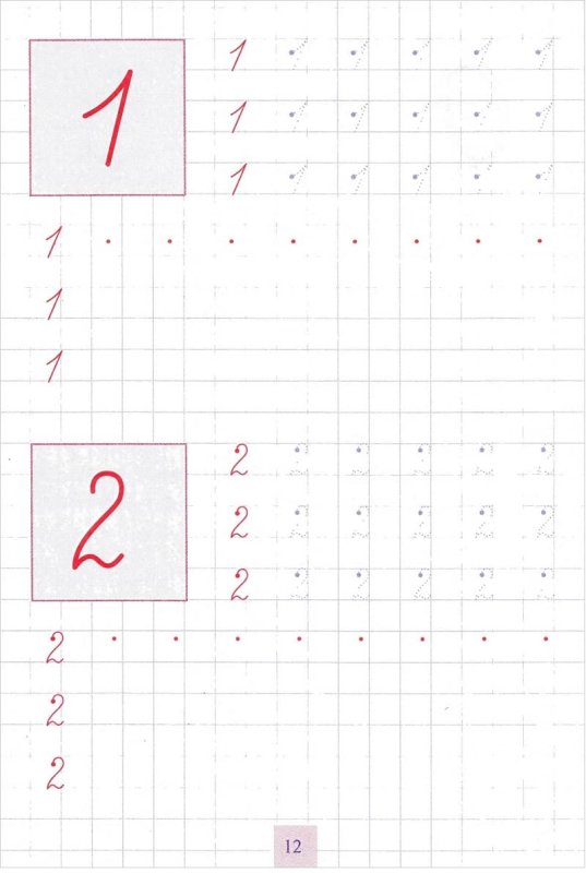 Упражнения для каллиграфического написания цифр