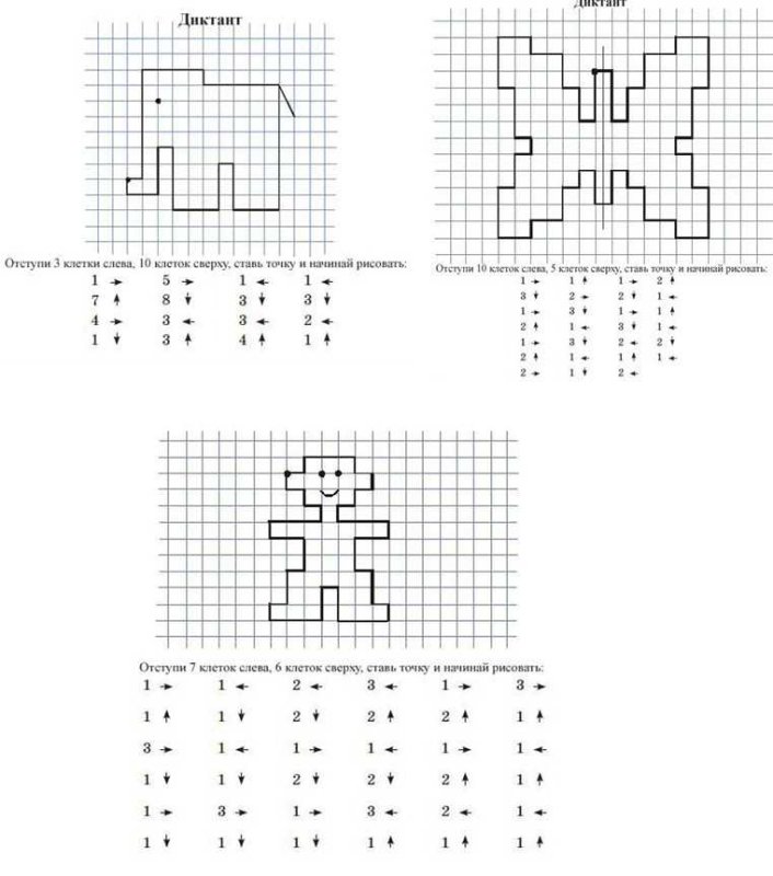 Графический диктант примеры для детей 7 лет