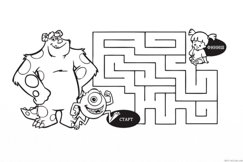 Лабиринты с монстрами для детей