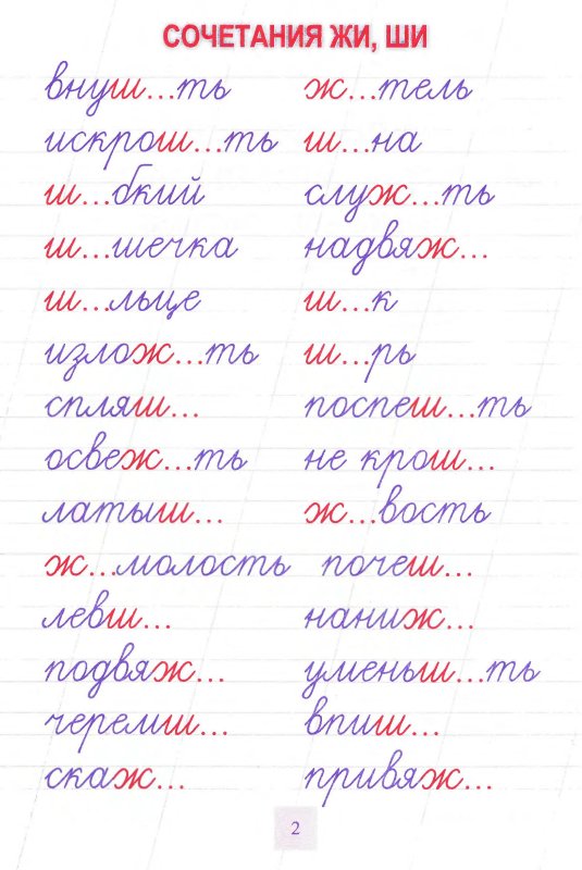 Прописи жи ши