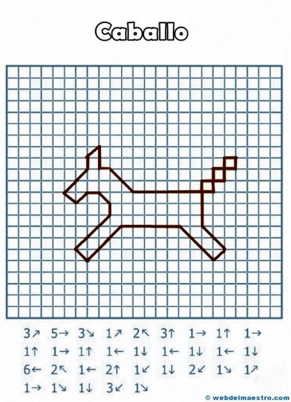Лошадь по клеточкам графический