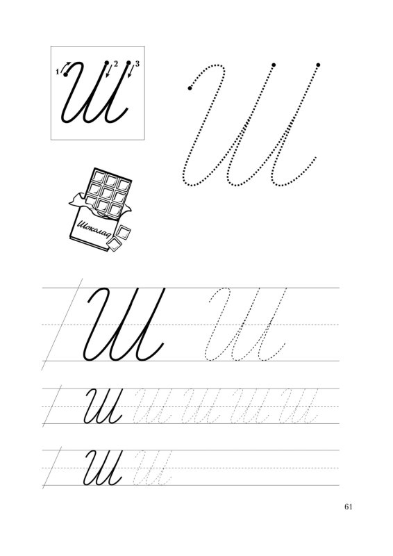 Буква ш письменная пропись