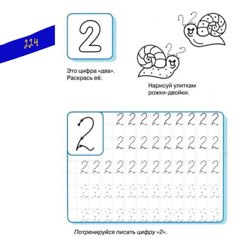 Пропись математика для дошкольников цифра 2