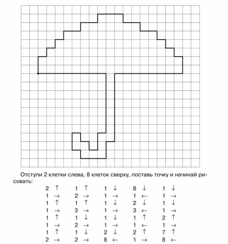 Графический диктант для дошкольников 6-7