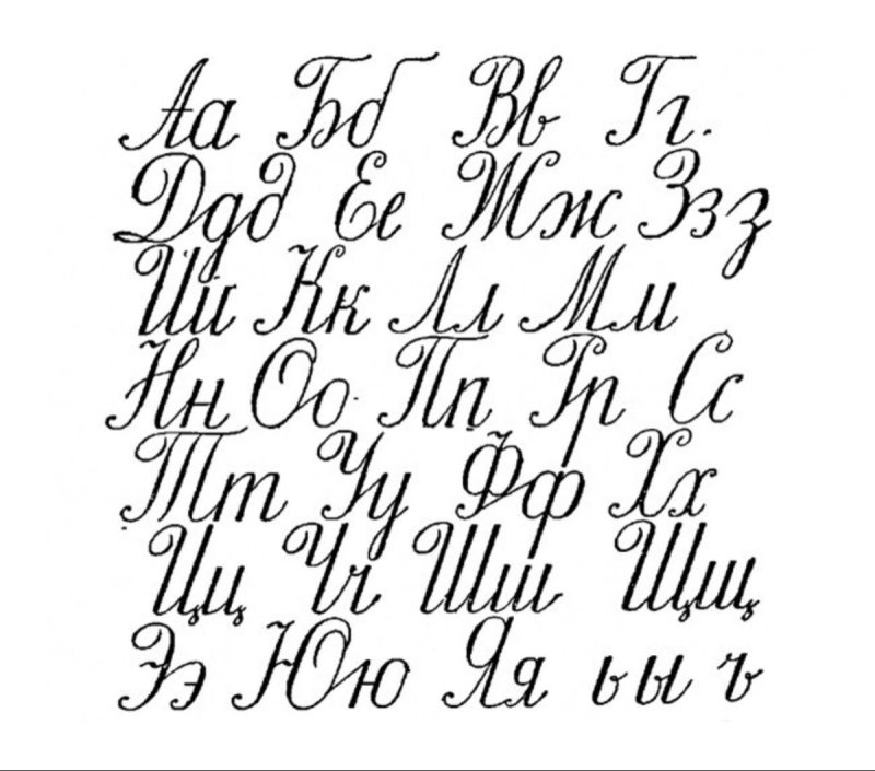 Каллиграфический почерк алфавит русский