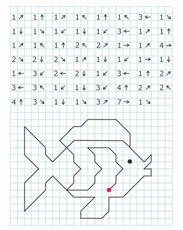 Графический диктант по диагонали для дошкольников 6-7
