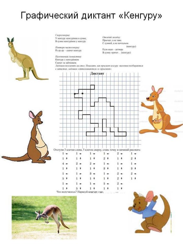 Графический диктант по клеточкам для дошкольников 6-7 кенгуру