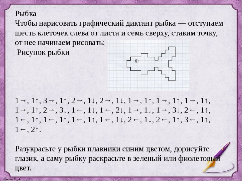 Графический диктант рыбка подготовительная группа