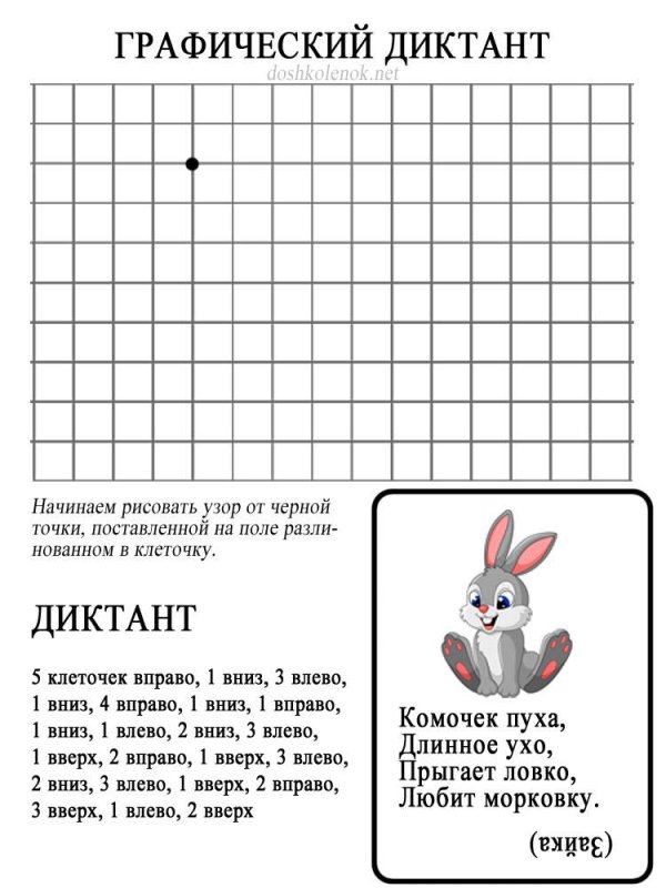 Графический диктант 2 класс зайчик