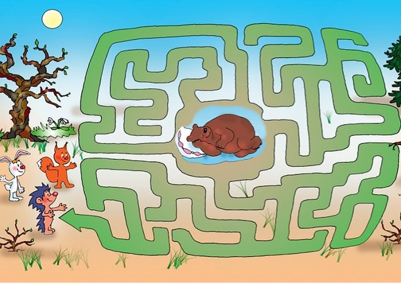 Задание Лабиринт помоги ежику дойти до гриба