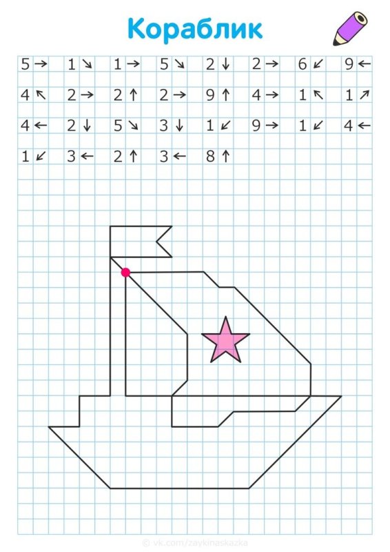 Математический диктант кораблик для дошкольников
