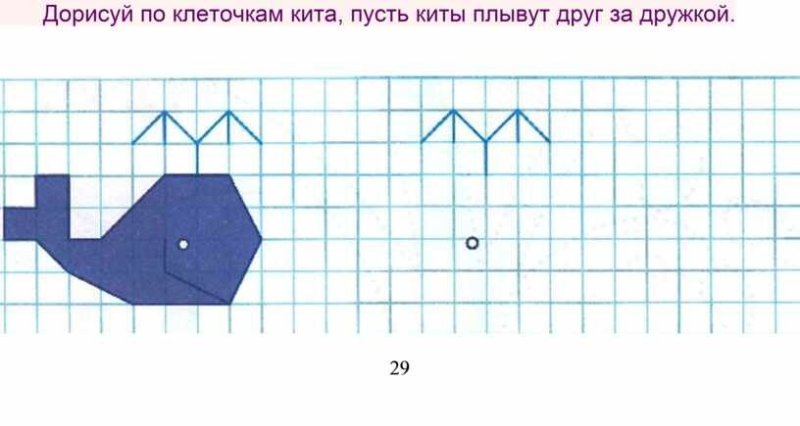 Кит графический диктант для дошкольников 6-7