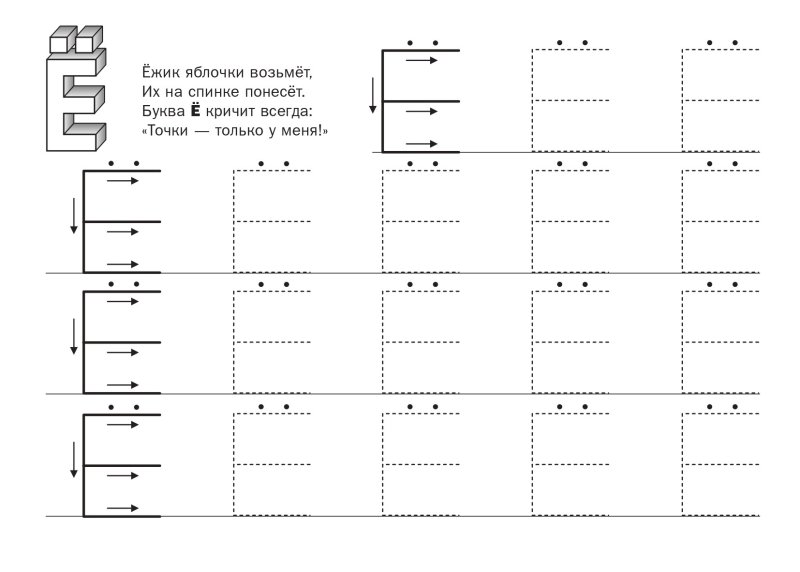 Буква е печатная пропись
