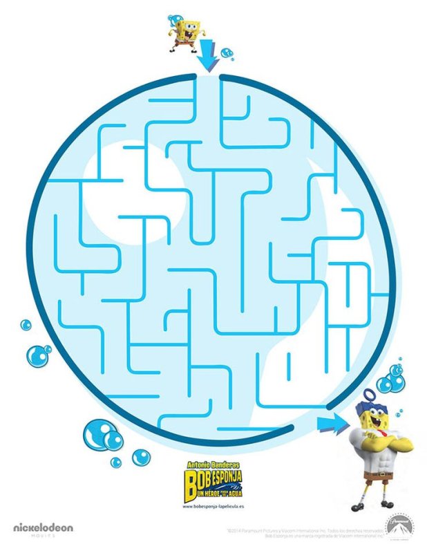Лабиринты для детей губка Боб