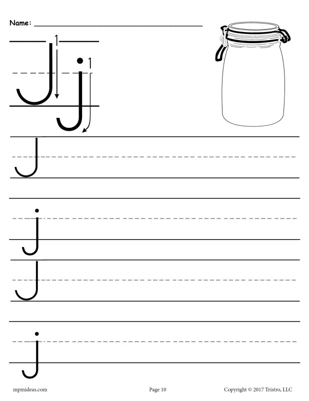 Прописи Letter j