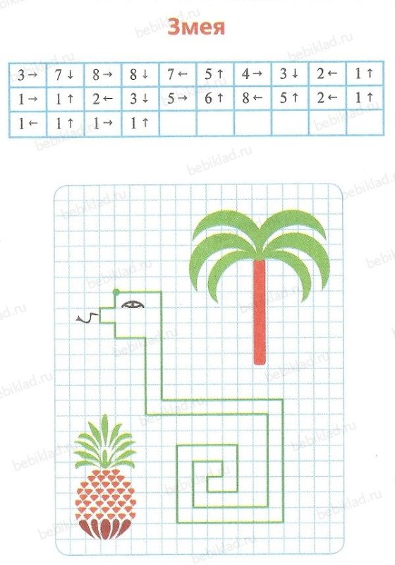 Графический диктант змейка для дошкольников