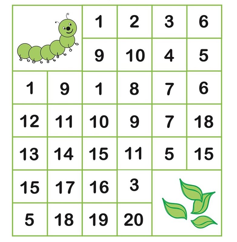 Математический Лабиринт от 1 до 20