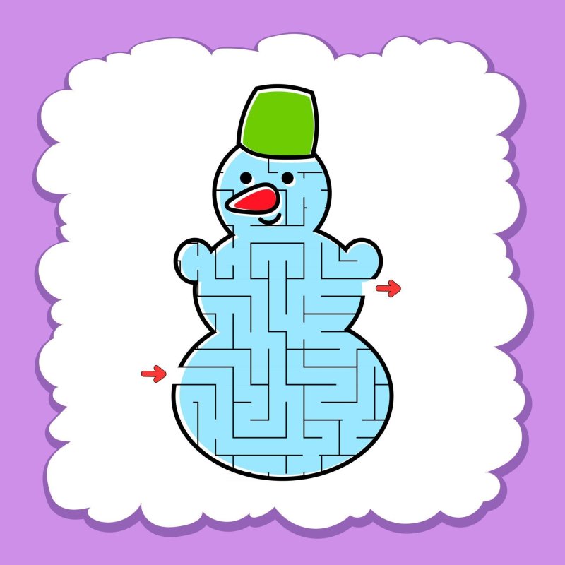 Лабиринт со снеговиком для детей