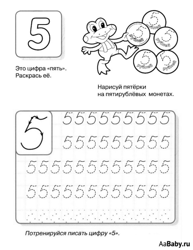 Прописи цифры для детей дошкольного возраста 5