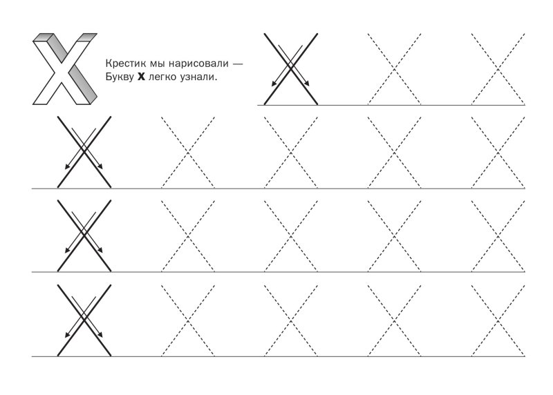 Печатаем букву х для дошкольников