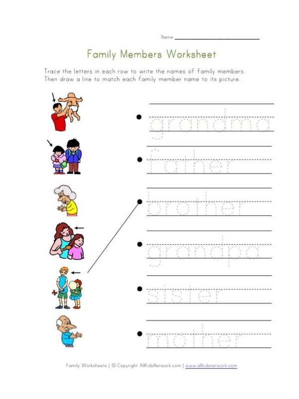Family members Worksheets