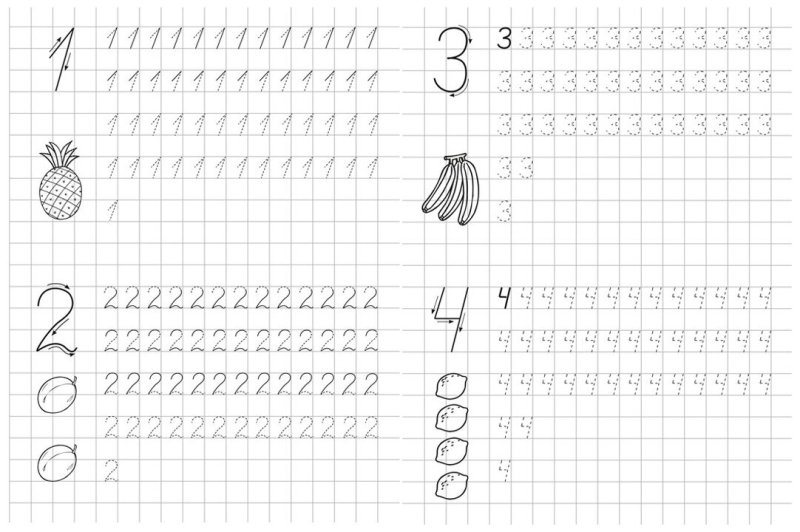 Пропись числа цифра 5 для дошкольников