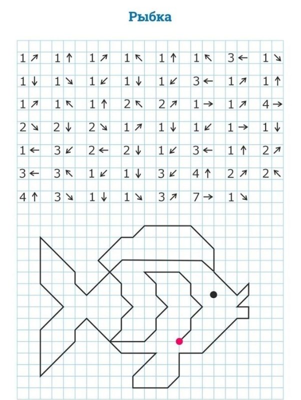 Графический диктант рыбка подготовительная группа