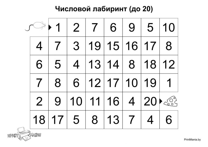Математические лабиринты для детей