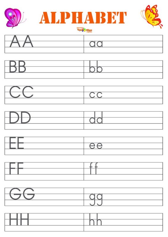 Прописи английских букв для детей
