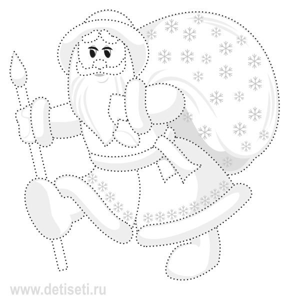 Новогодняя раскраска обводилка