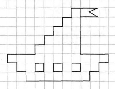 Графический диктант для дошкольников 6-7 лет по клеточкам кораблик