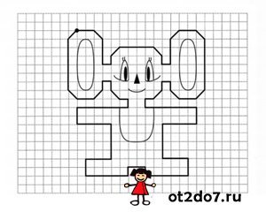 Графический диктант для дошкольников Чебурашка