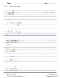 Прописи цвета на англ языке